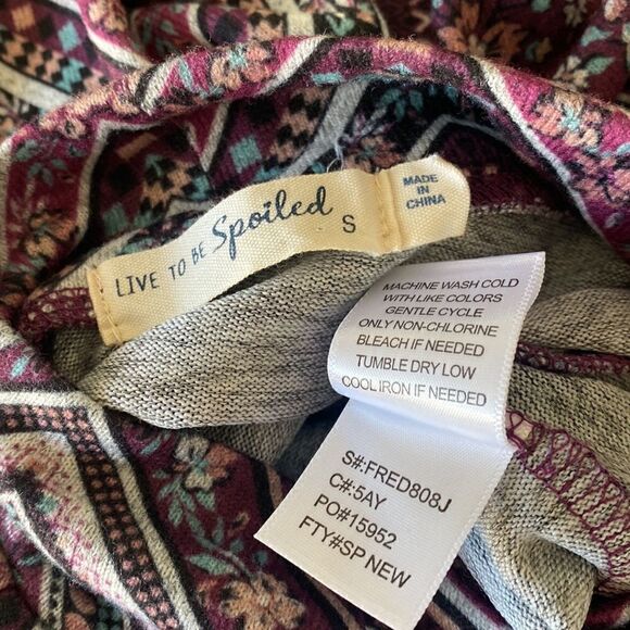 Live To Be Spoiled Chevron Print Boho Long Sleeve Dress Women’s Size S - Picture 7 of 13